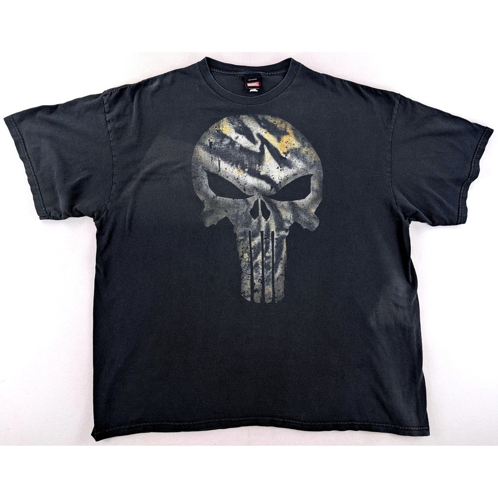 Marvel The Punisher Skull Graphic T-Shirt Mens XL Black 2012 Mad Engine